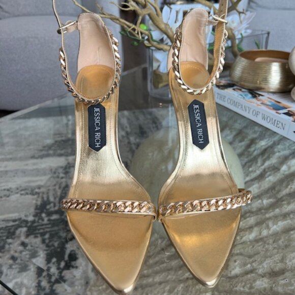 Jessica Rich Lisa Metallic Gold Chain Sandal - Picture 2 of 4